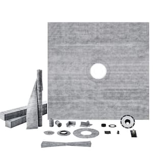 Waterproof Shower Curb Kit, 72 in. x 72 in. Shower Kit with 2 in. Central PVC Flange 4 in. Stainless Steel Grate