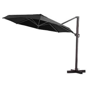12 ft. x 12 ft. Outdoor Round Heavy-Duty 360-Degree Rotation Cantilever Patio Umbrella in Black