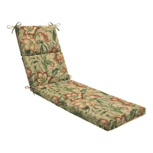 Floral 21 x 28.5 Outdoor Chaise Lounge Cushion in Tan Botanical Glow
