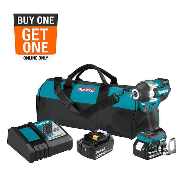 18V LXT Lithium-Ion Brushless Cordless 4-Speed Mid-Torque 1/2 in. Impact Wrench Kit w/ Friction Ring Anvil, 5.0Ah