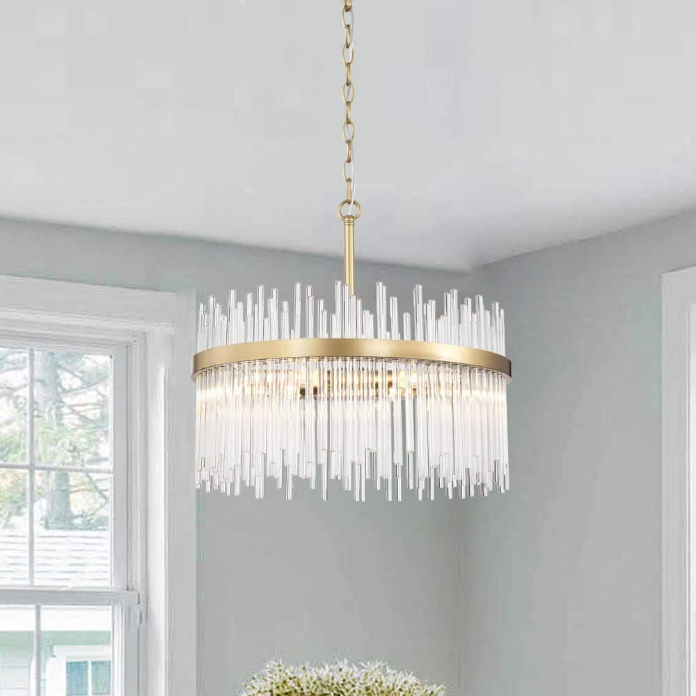 Casandra 5-Light Shiny Bronze Chandelier with Clear Crystal Bars