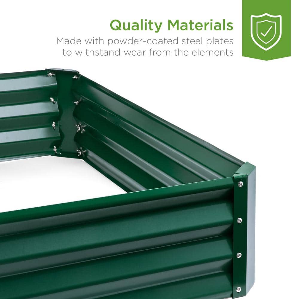 Dark Green Outdoor Steel Raised Garden Bed Planter Box