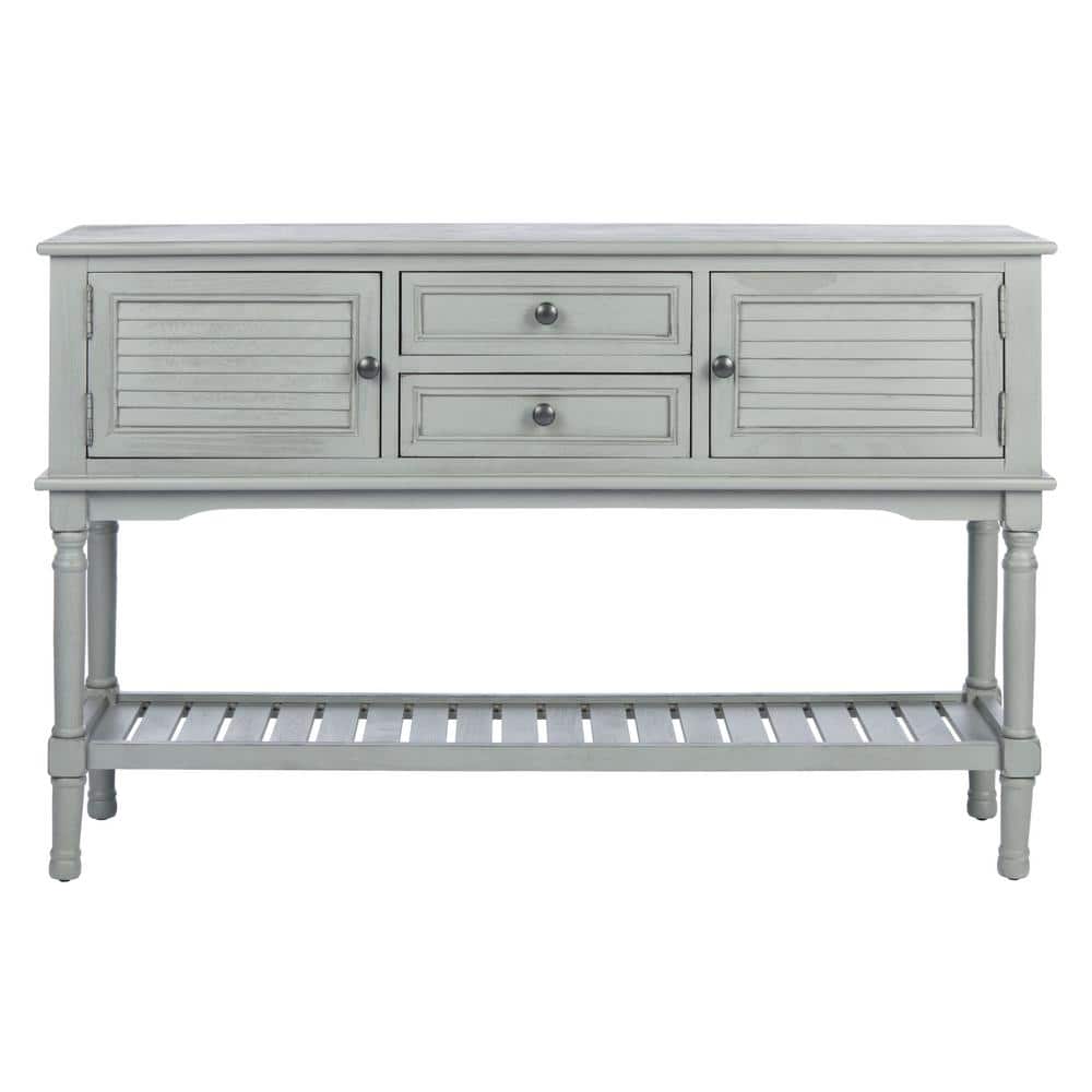 Distressed Gray Wood and Metal Hallway Table with Storage