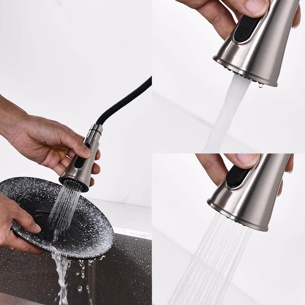 Brushed Nickel Stainless Steel Pull Down Kitchen Faucet with Spray