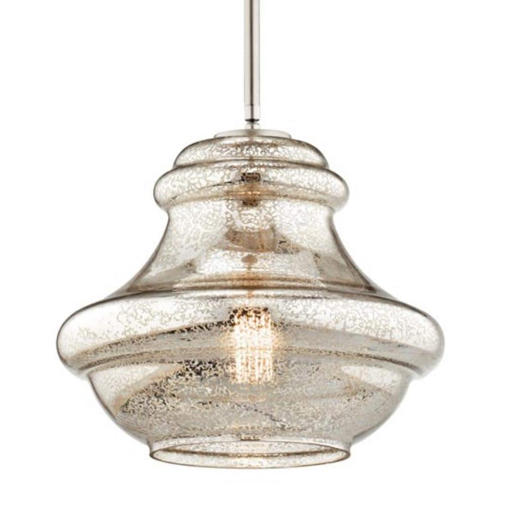 Everly 10.25" Schoolhouse Pendant in Brushed Nickel with Clear Glass