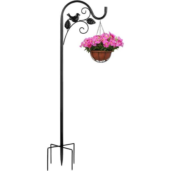 EVEAGE 49 in. Black Metal Shepard's Hooks, Metal Bird Ornament for Garden