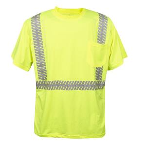 COR-BRITE Type R Class 2 XL Comfort Stretch Short-Sleeve T-Shirt in Lime - w/ Chest Pocket V461XL