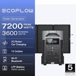 3600W Output/7200W Peak Push-Button Start Solar Generator DELTA Pro with 400W Solar Panel for Home, Camping and RVs