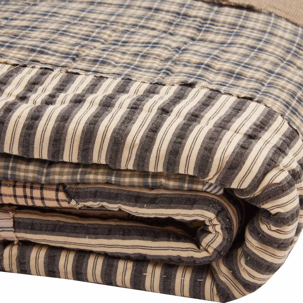 Ashmont Gray and Beige Cotton Reversible King Quilt Set