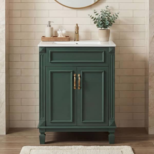 Ziyudura 24 in. Single Sink Freestanding Blue Bath Vanity with