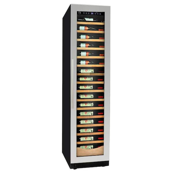 Elite Compressor 112 Bottle Wine Cellar Cooling Unit in Blackand Silver, Built-In/Freestanding with Reversible Door