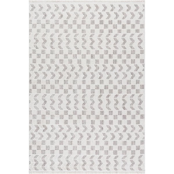 Allona Geometric Tassels Area Ivory 10 ft. x 14 ft. Indoor Area Rug