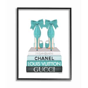 "Turquoise Bow Heels on Book Women's Fashion" by Amanda Greenwood Framed Abstract Texturized Art Print 11 in. x 14 in.