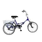 Tri-Rad Folding Adult Tricycle, 20 in. Wheels, 16 in. Frame, Unisex in Blue