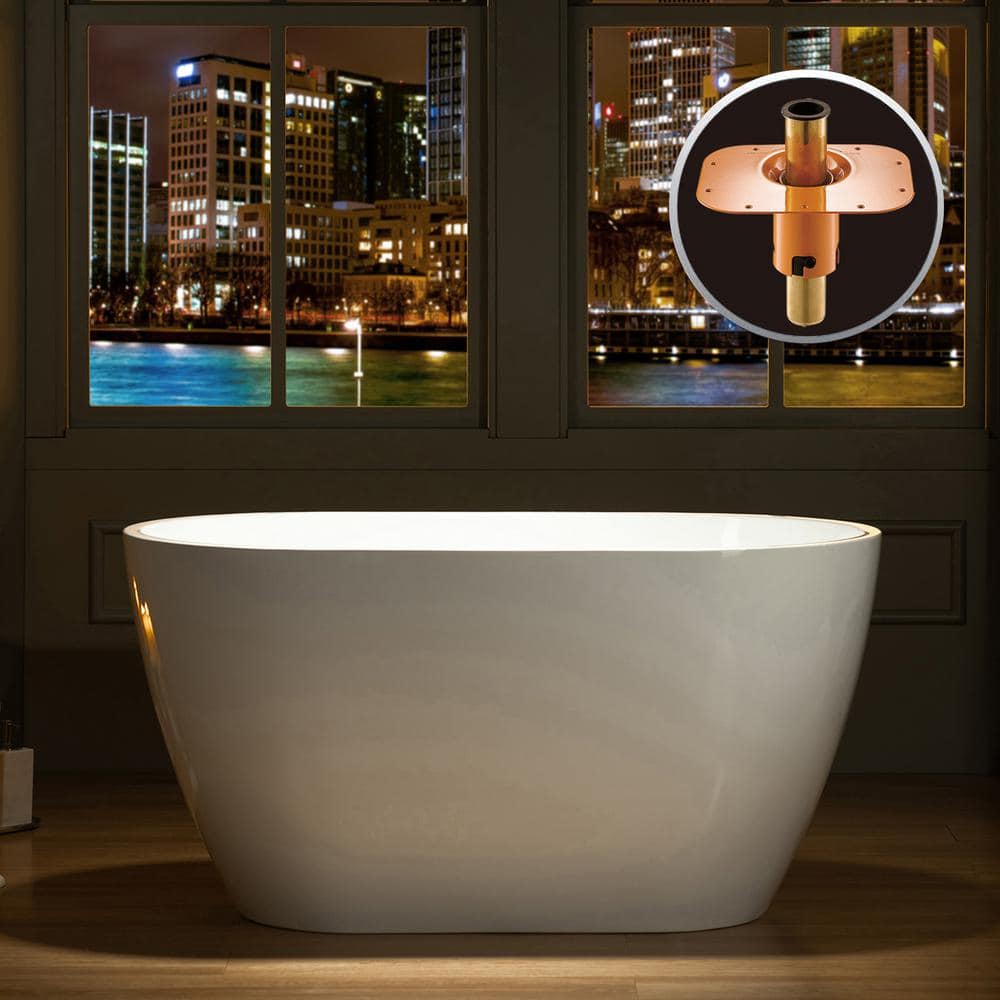 48 in. Acrylic Flatbottom Bathtub in White with Polished Chrome Drain and Overflow price history on PriceWatchPro