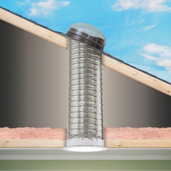 14 in. Acrylic Dome Sun Tunnel Skylight with Flexible Tube and Low Profile Flashing