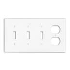 2 PACK 4-Gang 3-Toggle 1-Duplex Combination Wall Plate Switch Cover Lot of 2