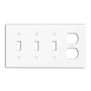 White 4-Gang 3-Toggle/1-Duplex Wall Plate (1-Pack)