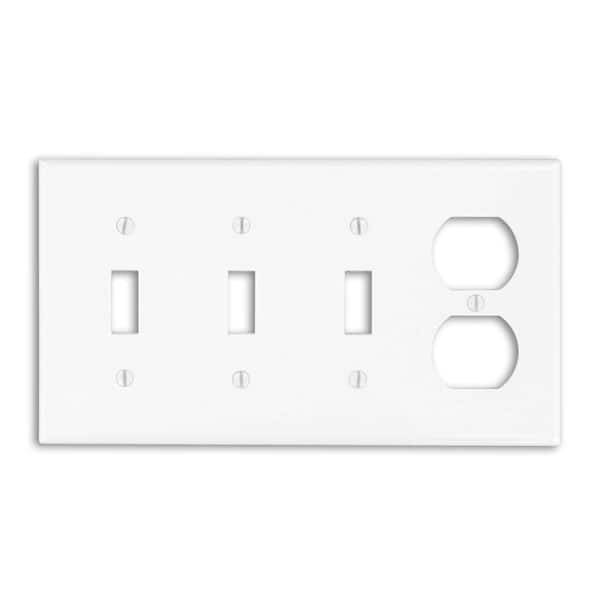 4 Gang 3 Toggle 1 Duplex Wall Plate, 3 Light Switch Cover Vertical