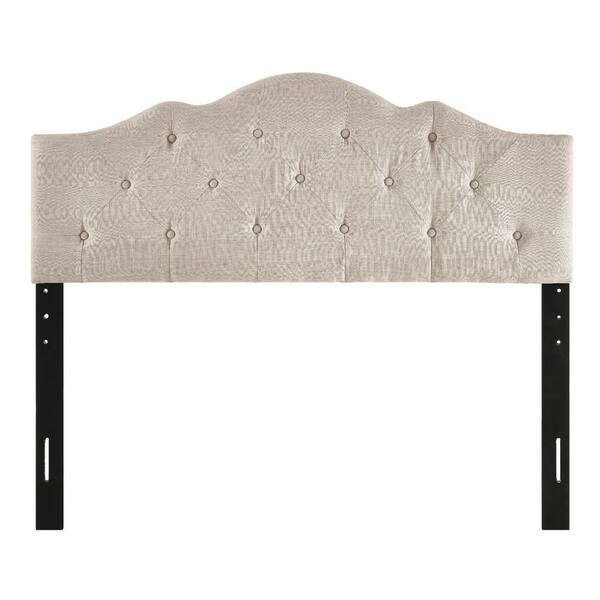 Dwell Home Inc Charlie Beige 77.12 in. King Upholstered Headboard With Rounded Corners and Button Tufts Adjustable Height