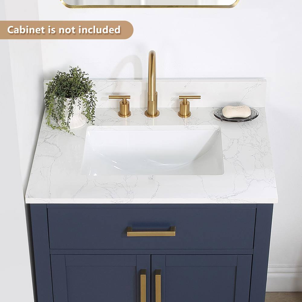 Ceres 31" White Engineered Stone Vanity Top with Undermount Sink