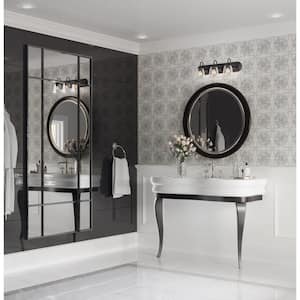 Clear Glass 24 in. 3-Light Matte Black Transitional Vanity Light with Clear Glass for Bathroom