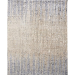 Tan Brown and Blue 2 ft. x 3 ft. Abstract Area Rug