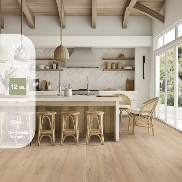 Lathem Pine 12 MIL x 7 in. W x 60 in. Sunwashed Vinyl Flooring with Click Lock Waterproof Design (26.72 sq. ft./Case)