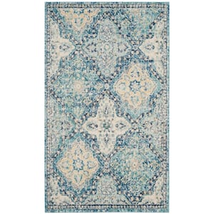 Evoke Light Blue/Ivory Doormat 2 ft. x 4 ft. Floral Area Rug