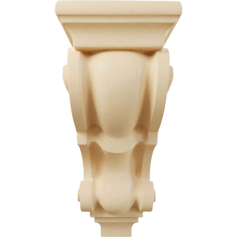 Medium Maple Traditional Hand-Carved Wood Corbel, 4.5"W x 5"D x 10"H