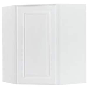 Hampton 24 in. W x 12 in. D x 30 in. H Assembled Diagonal Corner Wall Kitchen Cabinet in Satin White
