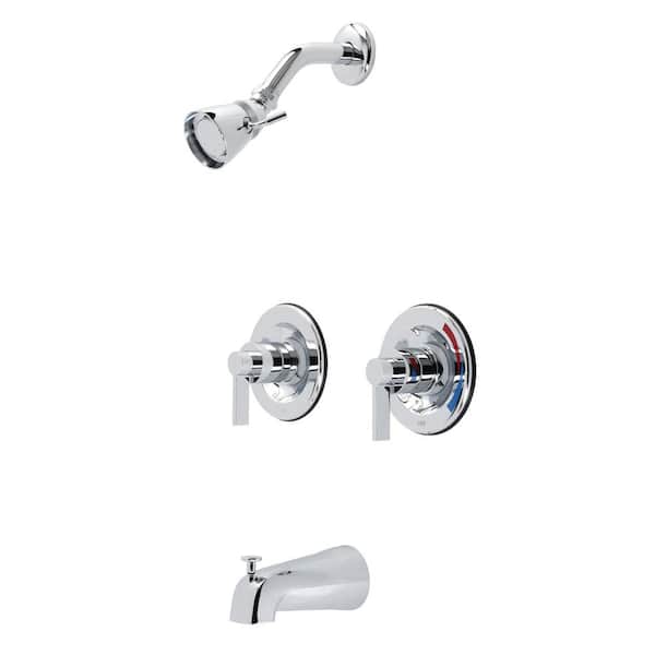 Kingston Brass NuvoFusion 2-Handle 1-Spray Tub and Shower Faucet with Volume Control in Polished Chrome (Valve Included)