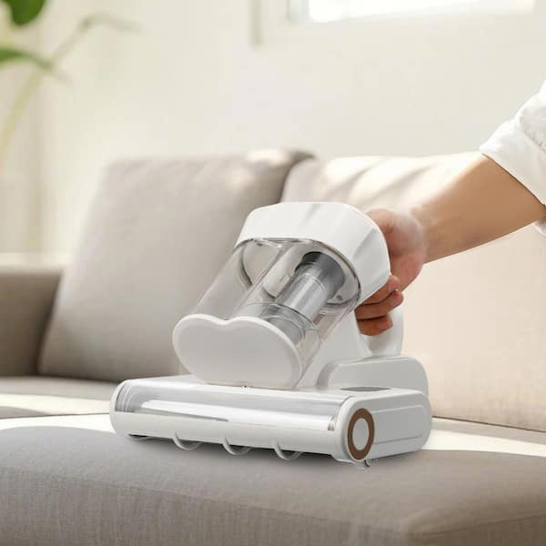 Mattress Vacuum Cleaner, 550 W Bed Vacuum Cleaner with HEPA Filter & Heating, Handheld for Bed, Sofa, Corded, White