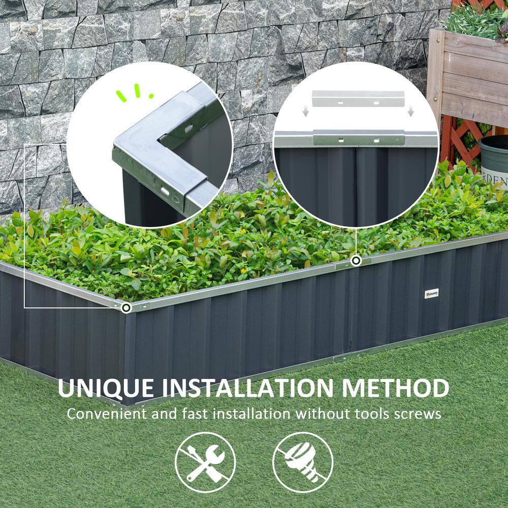 Large Dark Gray Metal Raised Garden Bed for Outdoor Spaces