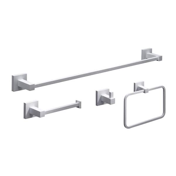 Bianca 4-Piece 24-in. Towel Bar Bathroom Hardware Set in Matte White