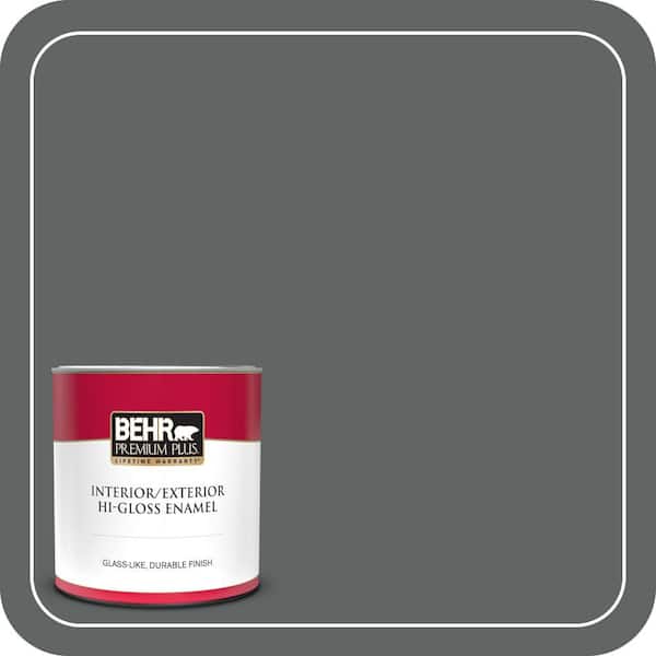 BEHR PREMIUM PLUS 1 qt. #BXC-41 Charcoal Hi-Gloss Enamel Interior/Exterior Paint & Primer
