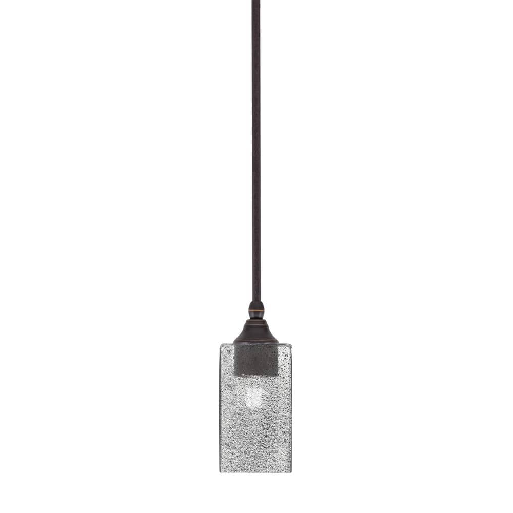 Sparta 100-Watt 1-Light Dark Granite Shaded Pendant Light with Smoke Bubble