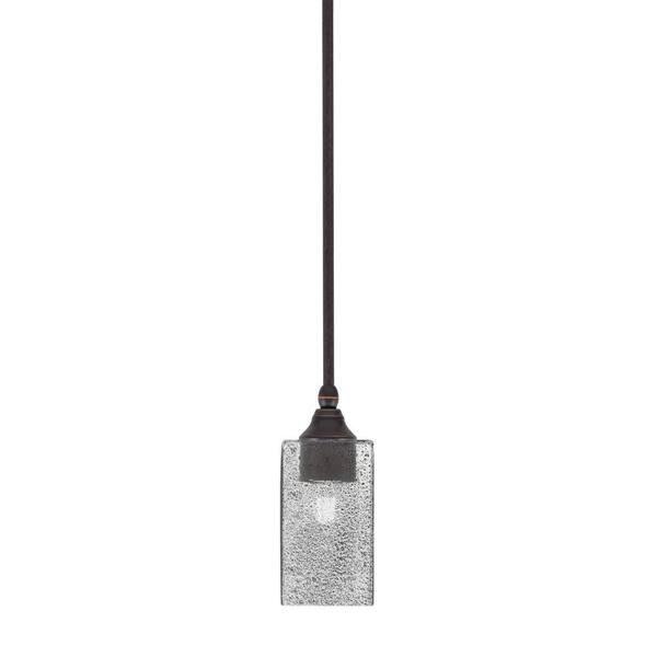 Unbranded Sparta 100-Watt 1-Light Dark Granite Shaded Pendant Light with Smoke Bubble Glass, No Bulb Included
