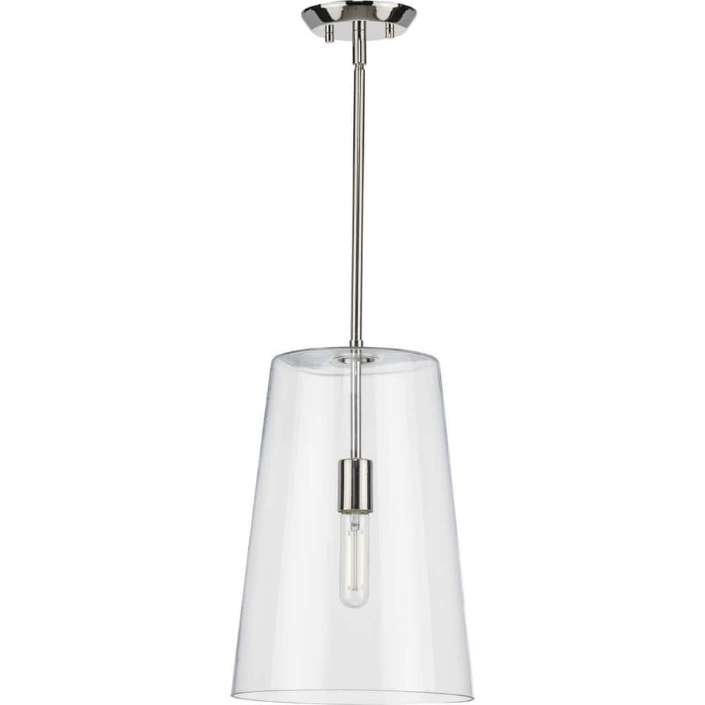 Clarion Polished Nickel 10.5" Pendant with Clear Glass Shade