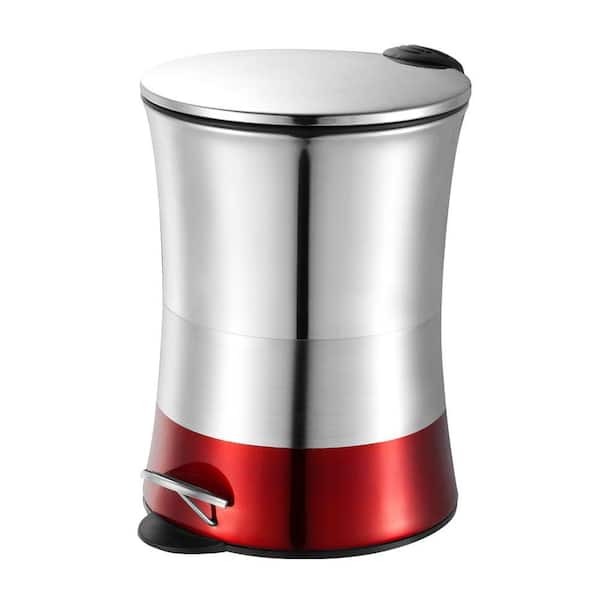 Hopeful 5 l Shiny Matte Colorblock Bottom Step Waste Basket in Red