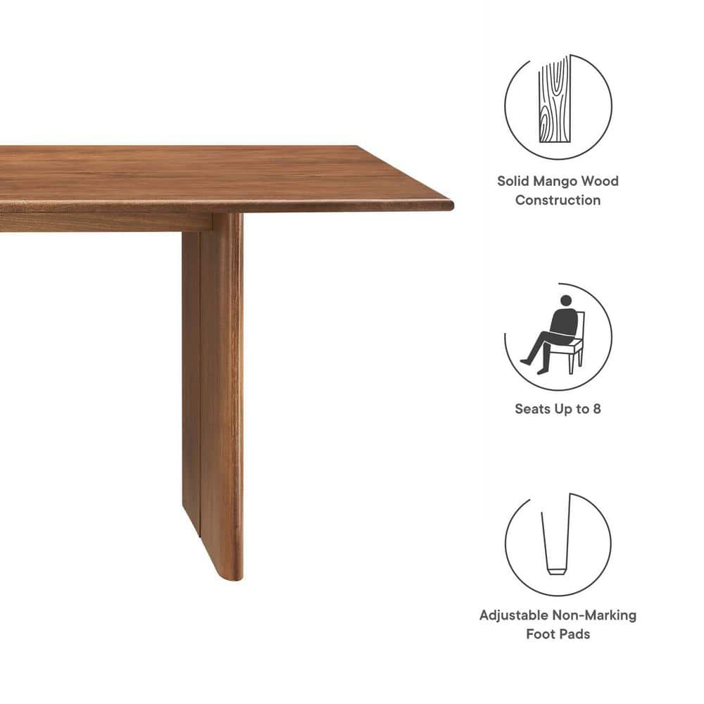 Amistad 86" Walnut Solid Wood Farmhouse Dining Table