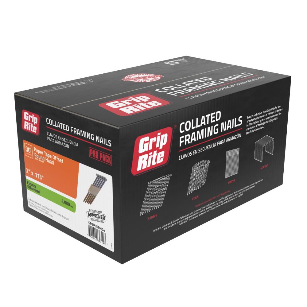 Grip-Rite 2-3/8 In. X 0.113 In. 30° Paper Collated Bright Coated Ring Shank Offset Round Head Framing Nails 1000 Per Box Grp8rh1 - Foto 8