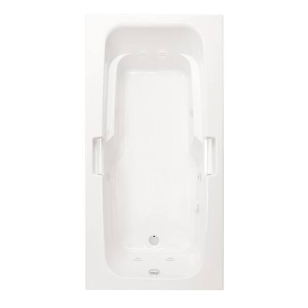 Aquatic Montrose I 60 in. Acrylic Drop-In Whirlpool Reversible Drain Rectangular Bathtub in White