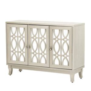 47.2 in. W x 15.6 in. D x 33.9 in. H Champagne Gold MDF Ready to Assemble Kitchen Cabinet Sideboard with Glass Doors