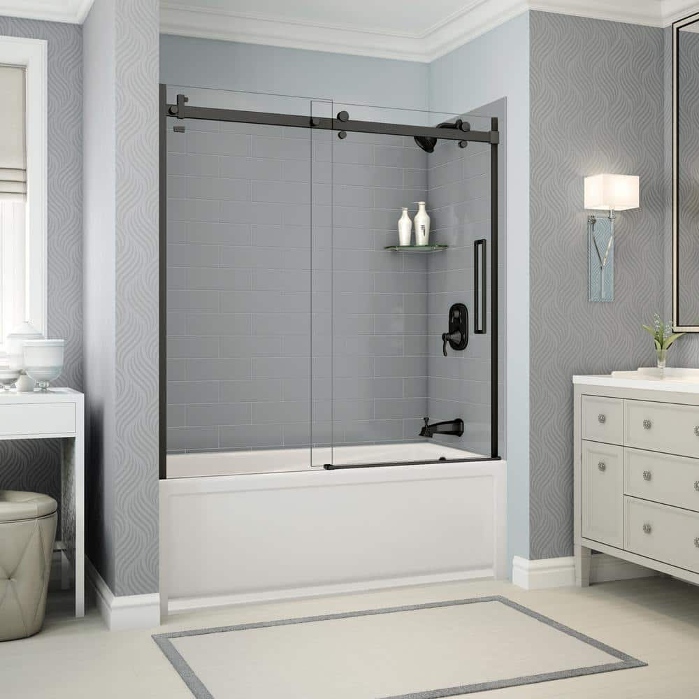 MAAX Utile Metro 32 in. x 60 in. x 81 in. Bath and Shower Combo in Ash ...