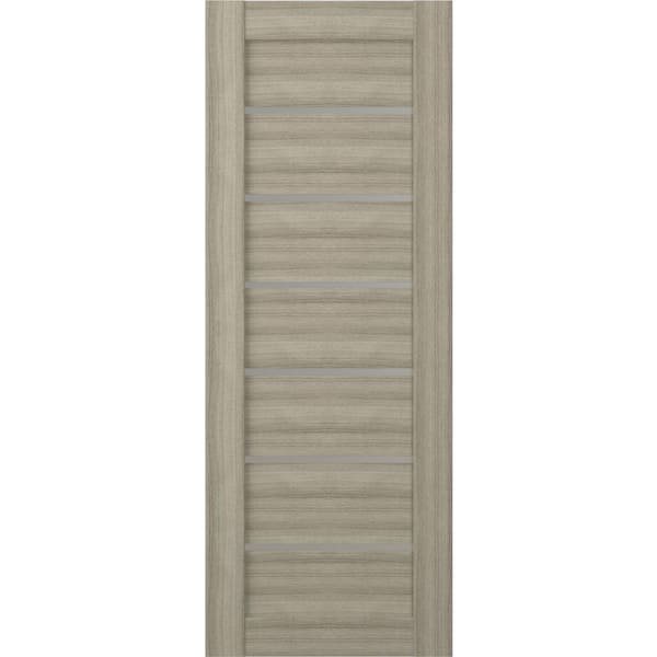 Belldinni Alba 30 in. x 80 in. No Bore 6-Lite Solid Core Frosted Glass Shambor Finished Wood Composite Interior Door Slab
