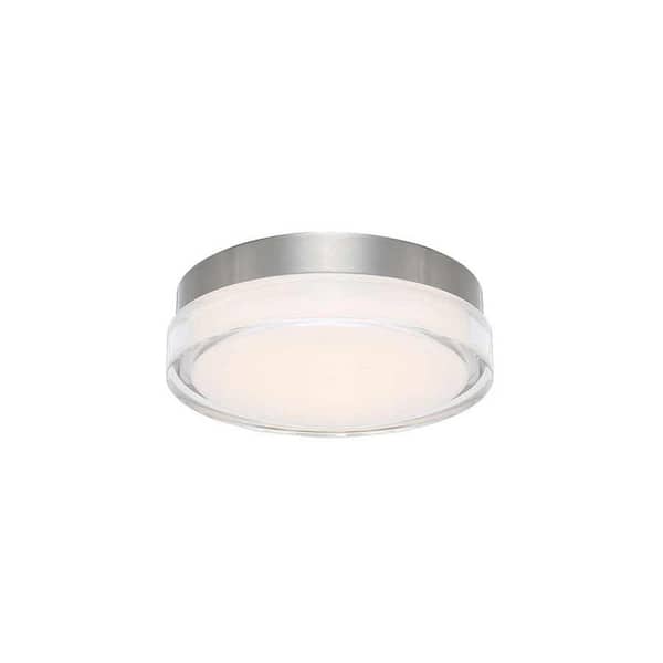 Dot 9 in. 1-Light Stainless Steel Selectable 3CCT Preset 3000K Integrated LED Flush Mount