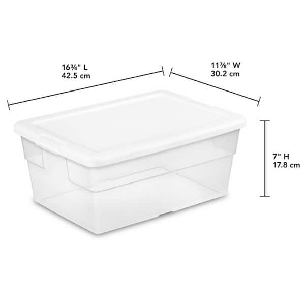 Sterilite 16 Quart Clear Plastic Stacking Storage Container Box w