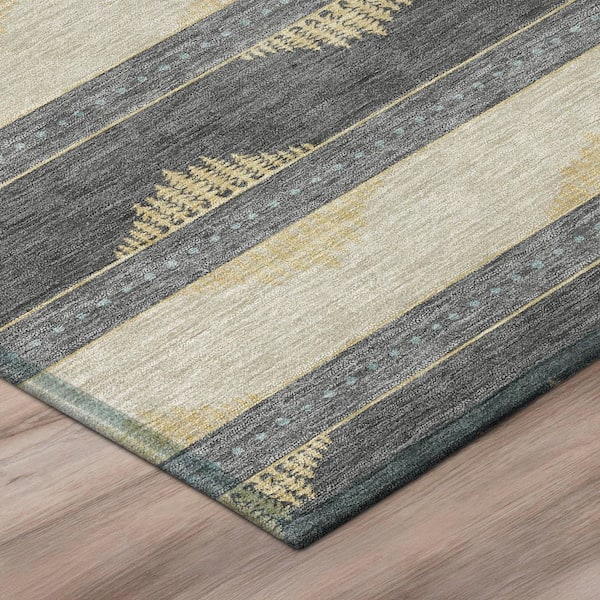 Chantille Machine Washable Indoor/Outdoor Abstract ACN3067 Gray 8 ft. x 8 ft. Round Rug