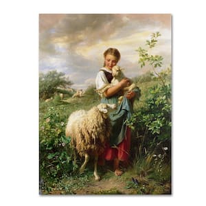 The Shepherdess 1866 by Johann Hofner Floater Frame People Wall Art 19 in. x 14 in.